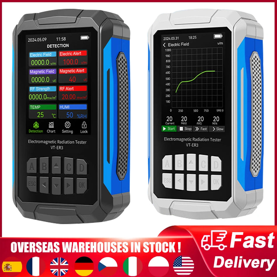 5-σε-1 Ανιχνευτής Ηλεκτρομαγνητικής Ακτινοβολίας Ραδιοσυχνότητας Ηλεκτρικού Πεδίου Μαγνητικού Πεδίου Ένταση Θερμοκρασίας Υγρασίας EMF Μετρητής