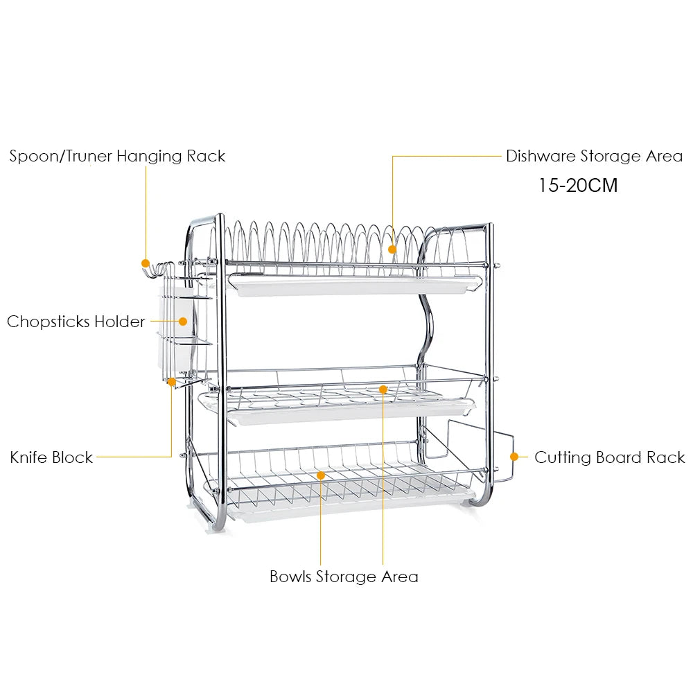 Multi-Functional 3-Tier Dish Rack &ndash; Draining Rack Holder