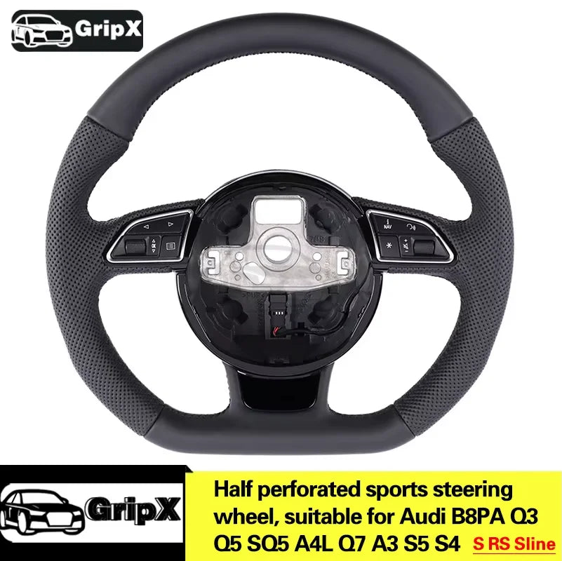 Audi A3 8V Deri Perforje Düz Alt Direksiyon Simidi