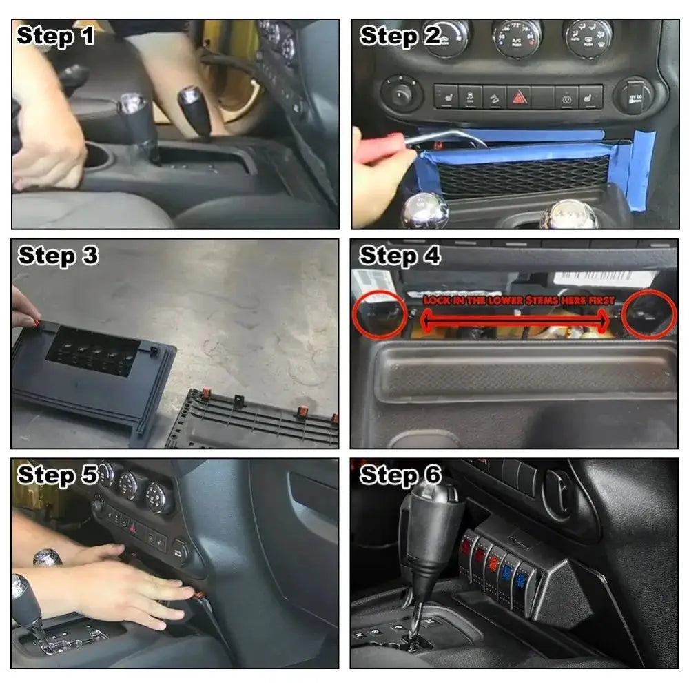 Lower Switch Panel 5 Rocker Style Switches for Jeep Wrangler JK 2/4WD Automatic 2011-2015 by InterCyprus Trading Ltd