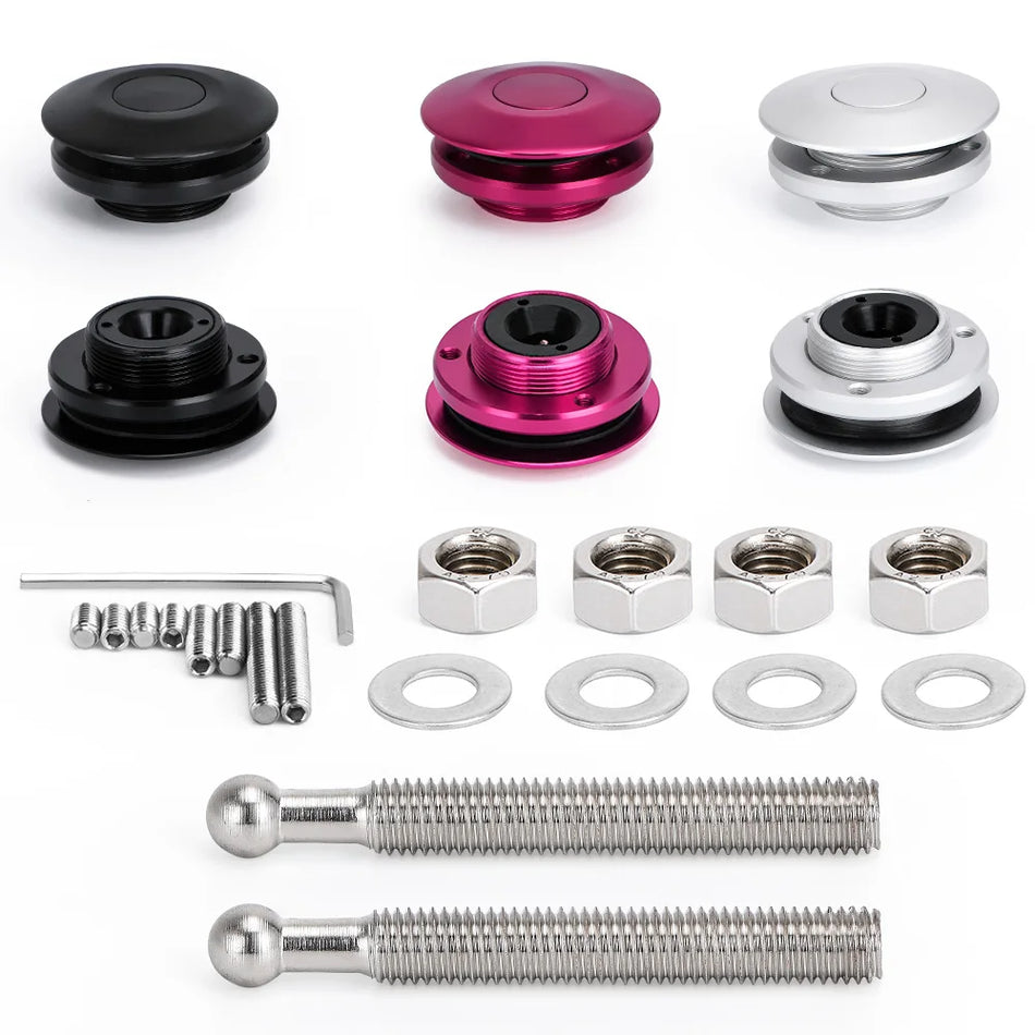 Kit di Pin per Cofano Clip di Blocco a Pulsante Billet per Ford Mustang, Universale in Alluminio