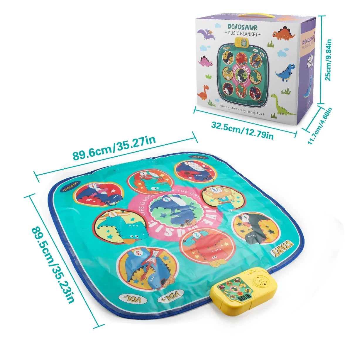 90x90cm Music Play Mat &ndash; Large Electric Dancing Mat With Lights and 3 Game Modes 90X90cm green