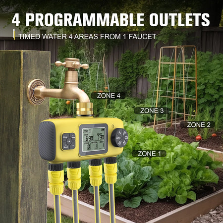 4-Outlet Irrigation Water Timer &ndash; Independent Watering Control System