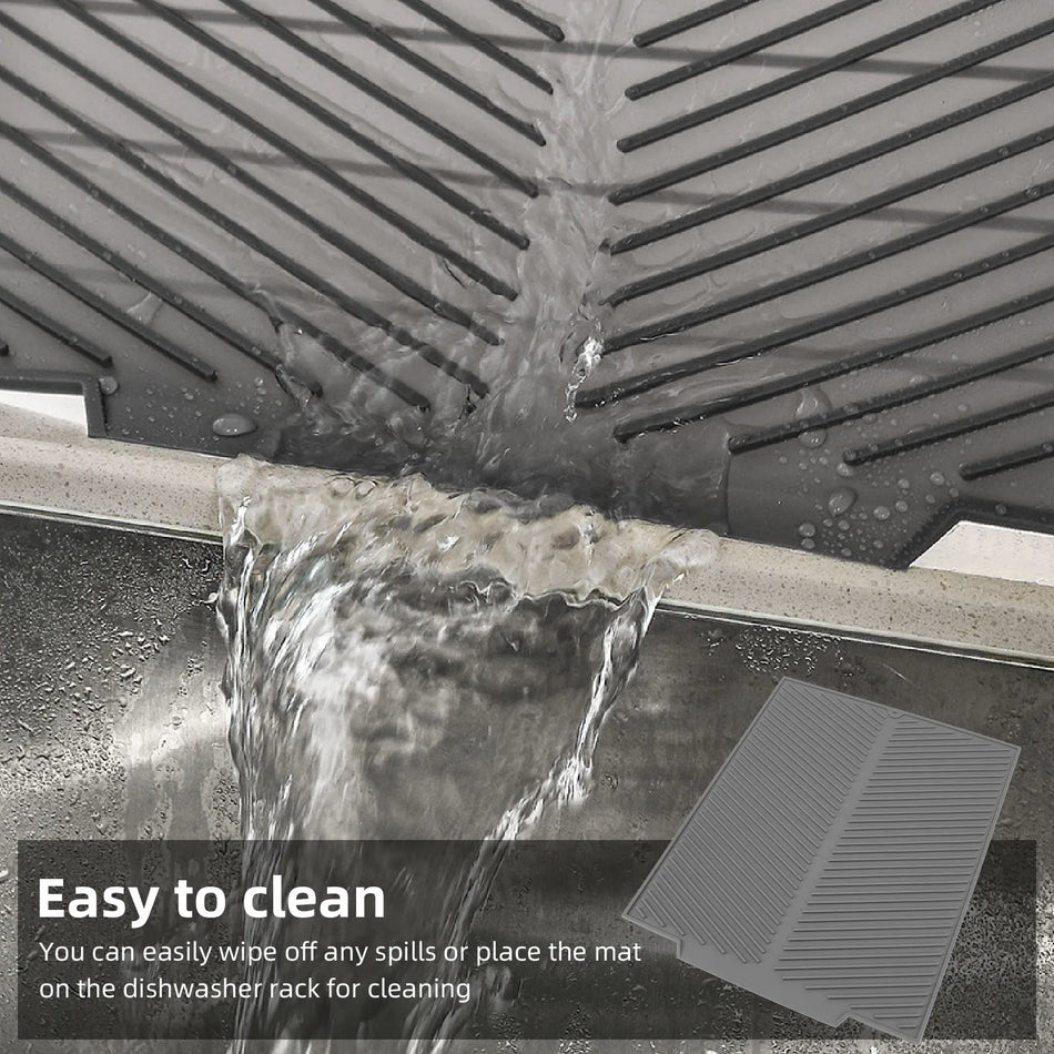 Silicone Dish Drying Mat &ndash; Heat Resistant Non Slip Surface