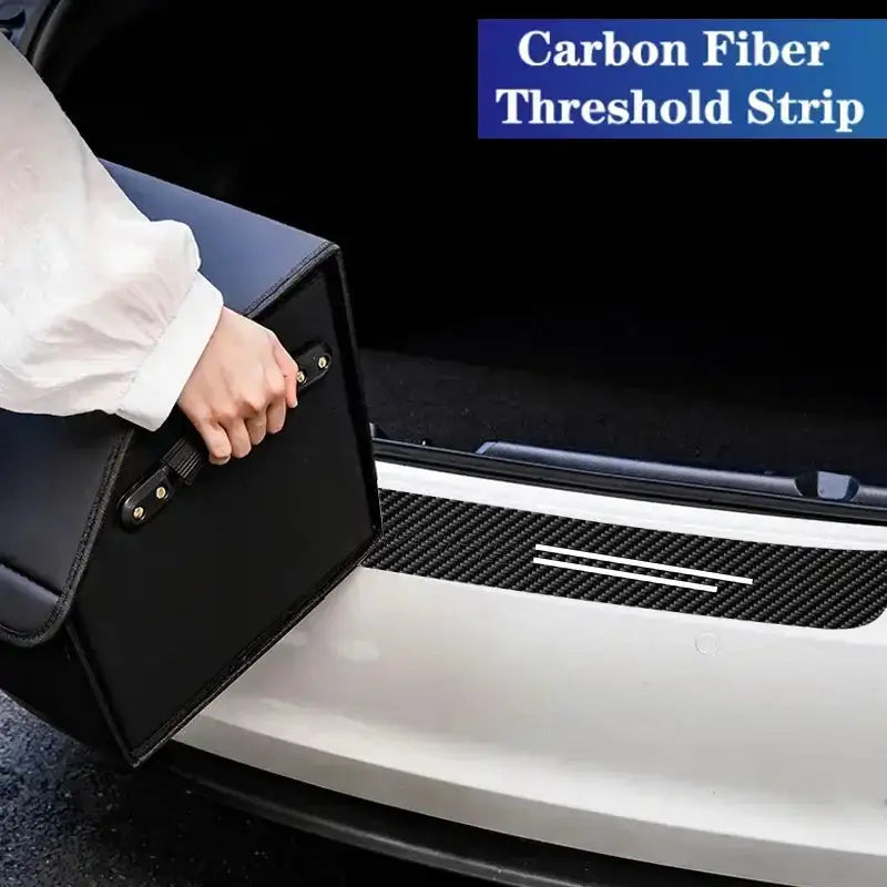 Dacia Trunk Sill Bumper 3D Carbon Fiber Vinyl Sticker 90 Cm