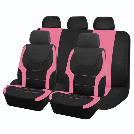 Sporty Universal Polyester Car Seat Covers for All Vehicles Pink 5 seat