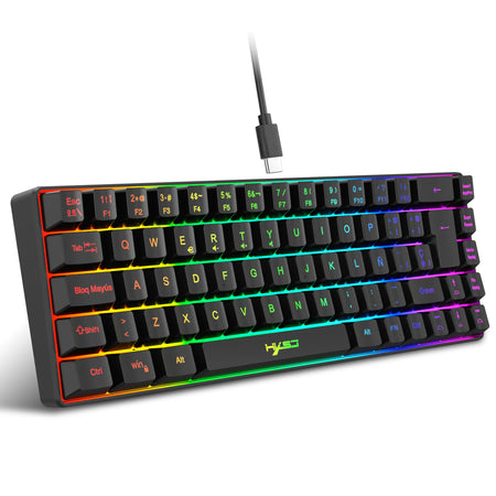 68 Keys Gaming Keyboard &ndash; LED RGB Backlight Keyboard Black Spanish