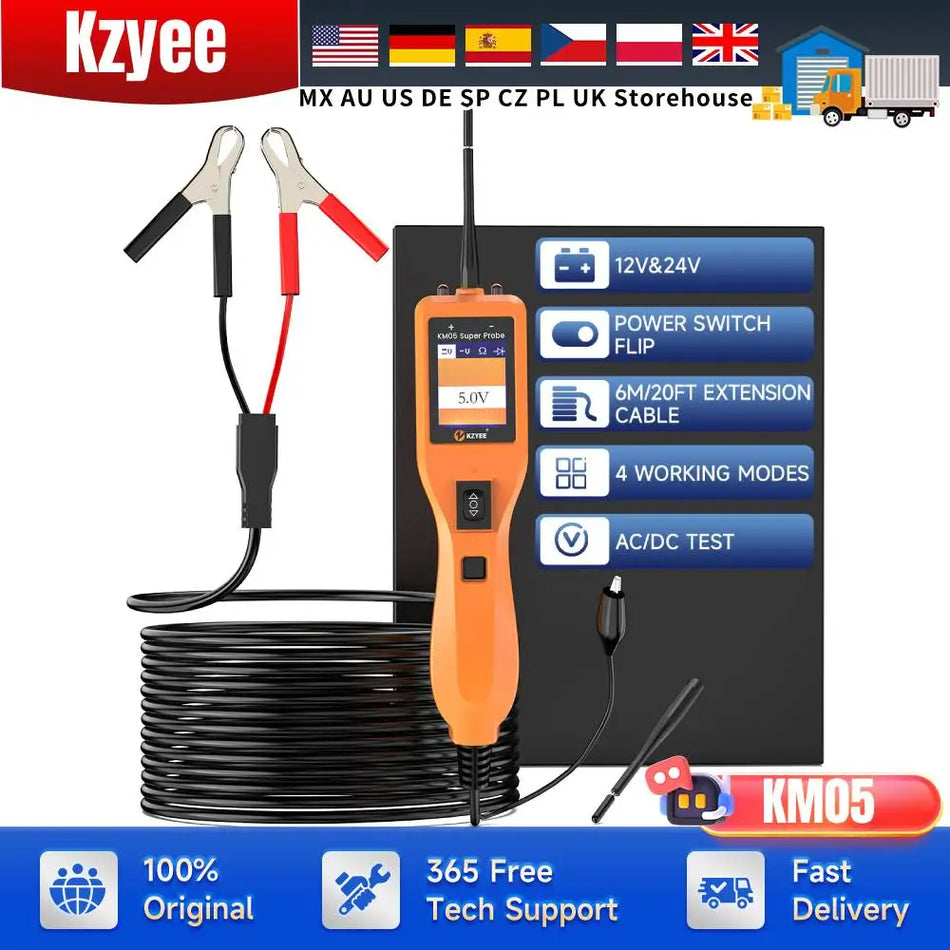 KZYEE KM05 12V/24V Automotive Diagnostic Tool &ndash; Voltage Test