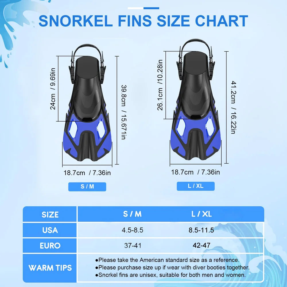 Snorkel Fins &ndash; Adjustable Open Heel Design for All Sizes