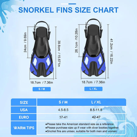 Snorkel Fins &ndash; Adjustable Open Heel Design for All Sizes