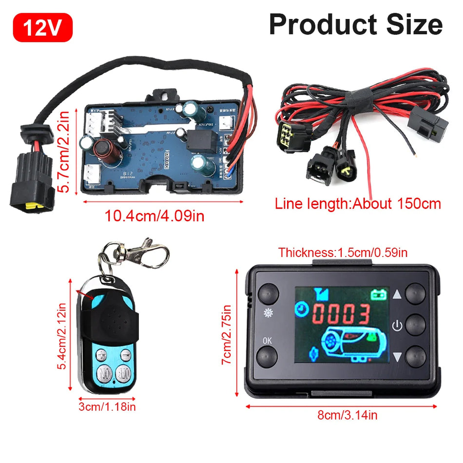 12V 5KW Diesel Parkeerverwarming Voor Vrachtwagens Met LCD Monitor, Schakelaar
