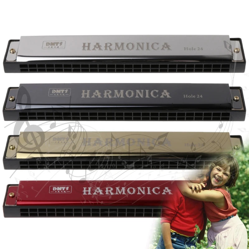 🟠 Professional 24 Hole Harmonica Mouth Metal Organ Beginners Musical Instruments Harmonica  Harp  Harmonium  Blues Clues Harmonica