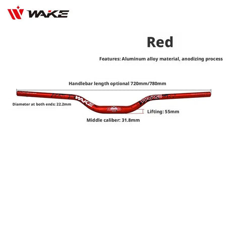 WAKE 55mm Riser Bike Handleabr MTB Bike Handle Bar 720/780mm Bicycle Riser Bar Aluminum Alloy Bicycle Handlebar for DownHill by InterCyprus Trading Ltd