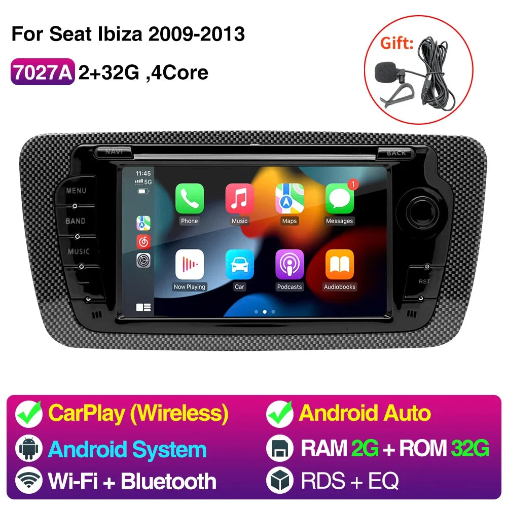 7Inch Car Radio Android 13 For Seat Ibiza &ndash; CarPlay GPS 2G 32G