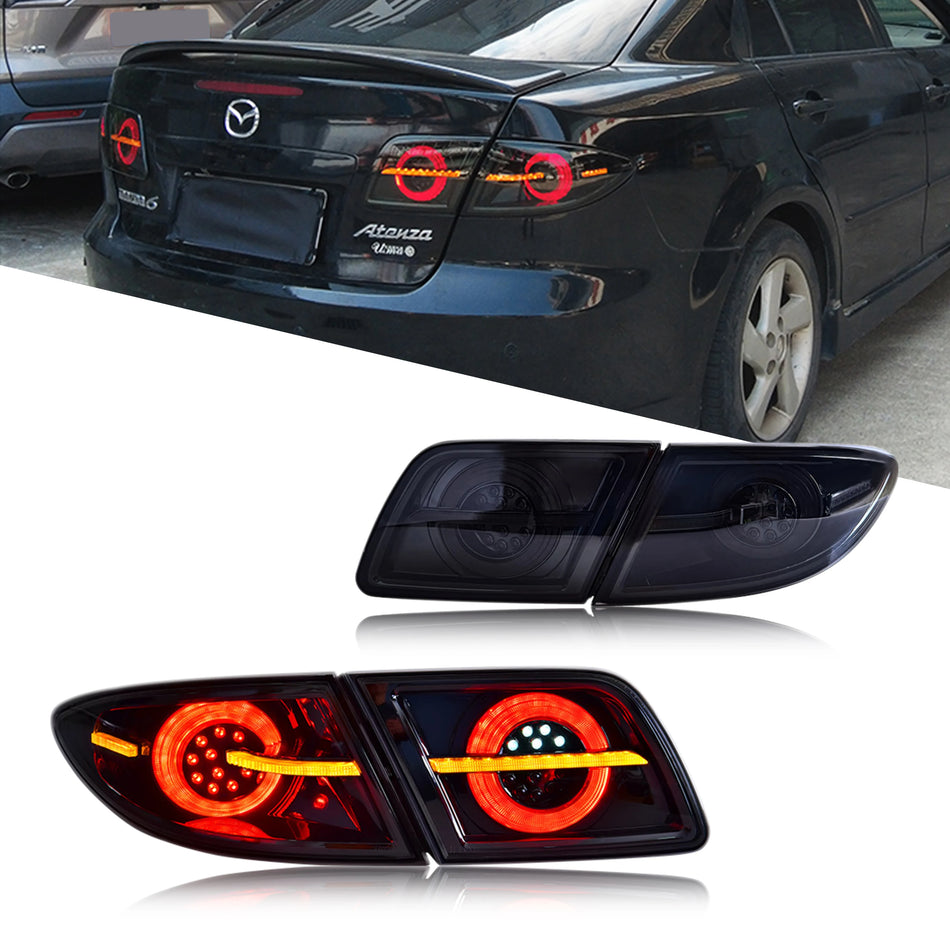 Mazda 6 LED zadnje luči 2003-2008 sekvenčni smernik, črn ABS