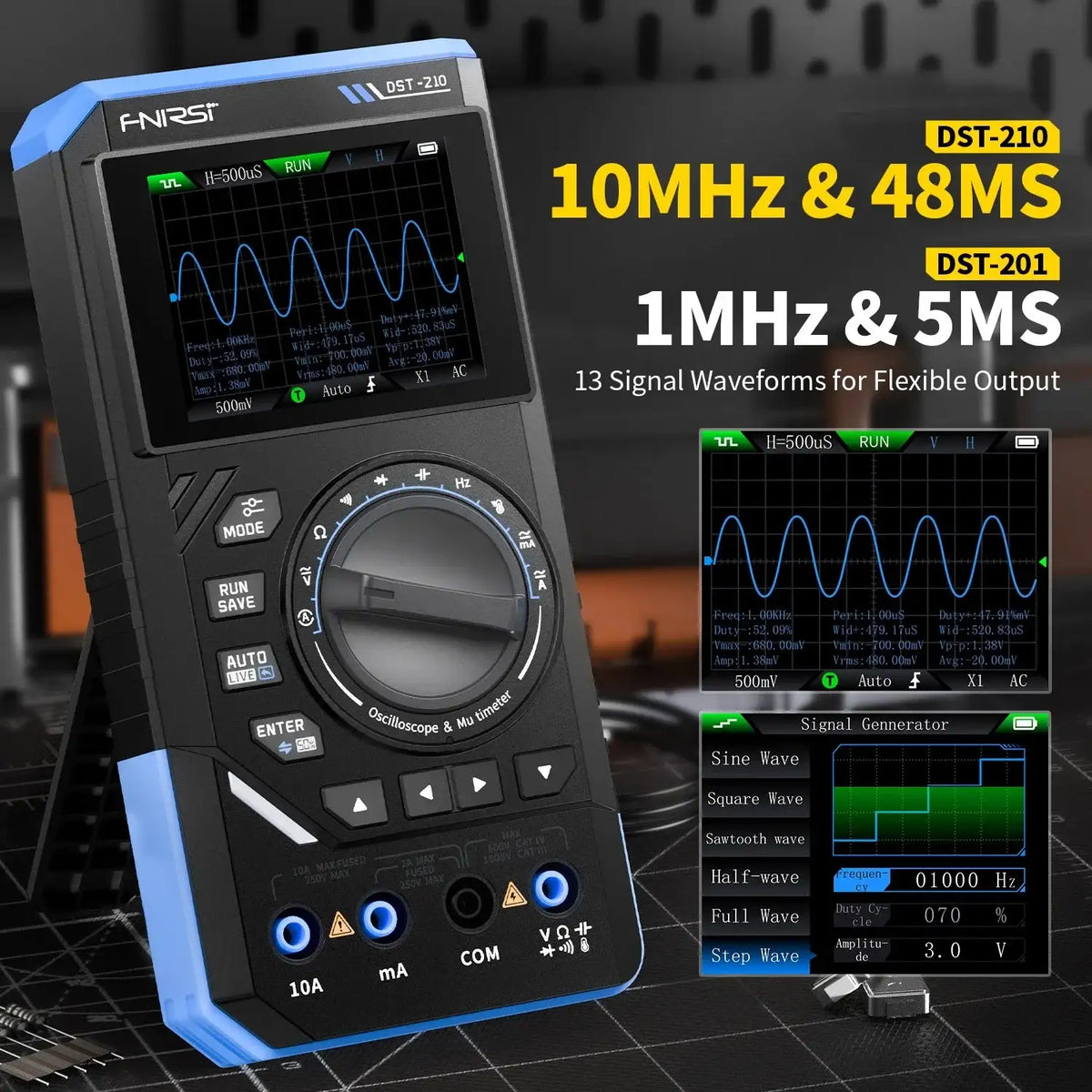 Fnirsi DST210 3 In 1 Portable Oscilloscope Multimeter 10MHz