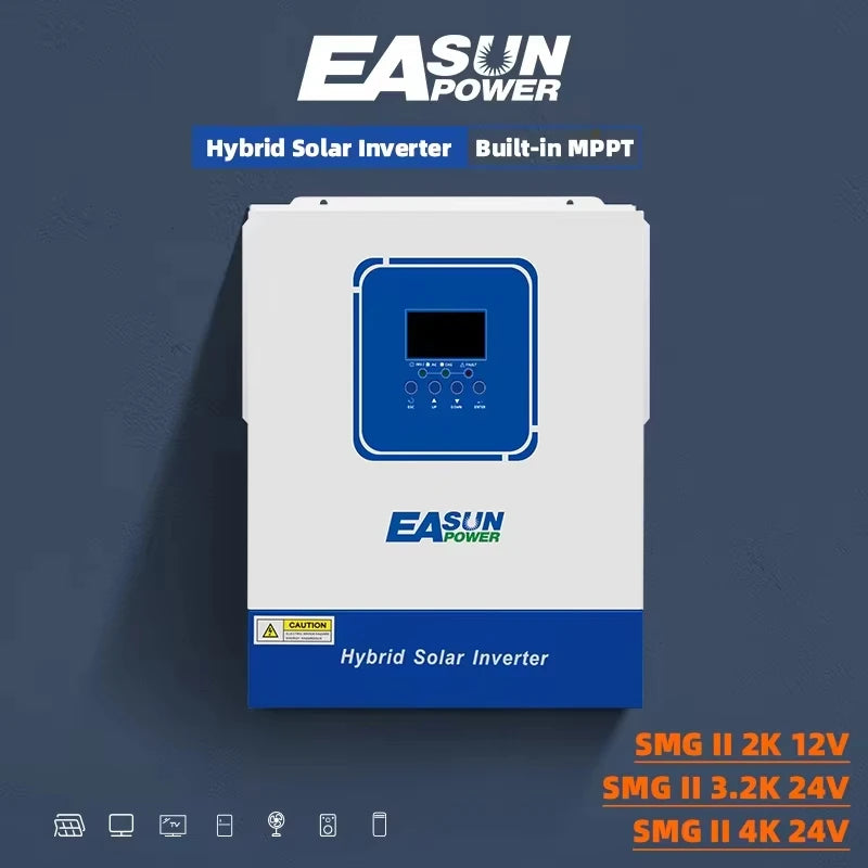 Easun Power Υβριδικός Εκτός Δικτύου Ηλιακός Αντιστροφέας Φορτιστής 12/24V, 2000W-4000W, MPPT, Καθαρό Ημιτονοειδές Ρεύμα, 230V Έξοδος, WiFi
