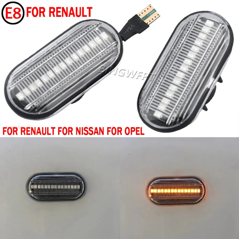 2X LED Dynamic Turn Signal Lights Side Marker For Renault Clio Trafic Kangoo Twigo Dacia Logan Duster Nissan Interstar Primastar by InterCyprus Trading Ltd