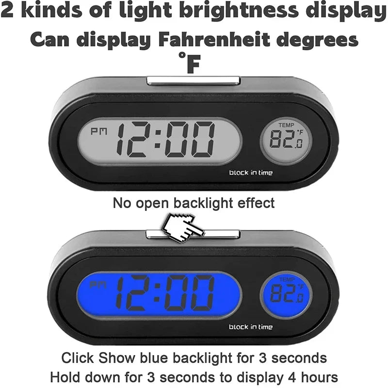 Car Clock Digital Thermometer Watch 2 In 1 &ndash; Luminous LCD