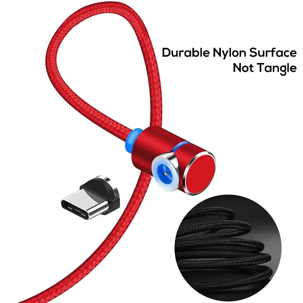TOPK Magnetic Charging Cable 360° Rotating Magnetic Phone Charger Cable with LED Light, 90° Angle Connector, Nylon-Braided Cor by InterCyprus Trading Ltd
