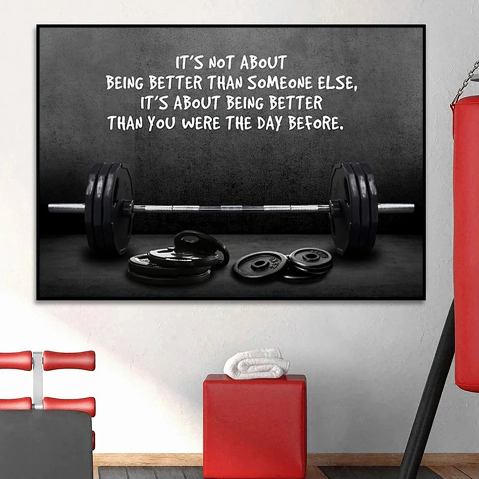 Motyvacinis Fitneso Citatos Drobės Sienos Menas Sporto Salei ar Namams, Be Rėmelio