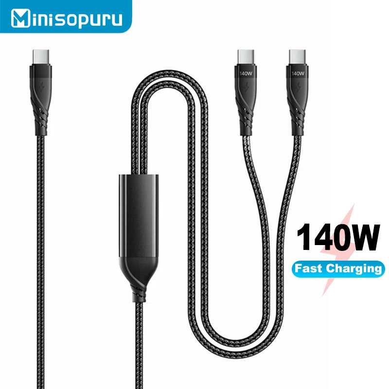 Minisopuru 2 In 1 USB C Kabel 140W PD Schnellladung 4ft