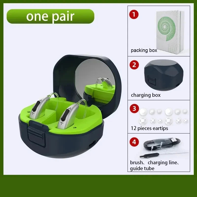 MUOXI Bluetooth Rechargeable Hearing Aids with 30 Channels and Magnetic Charging