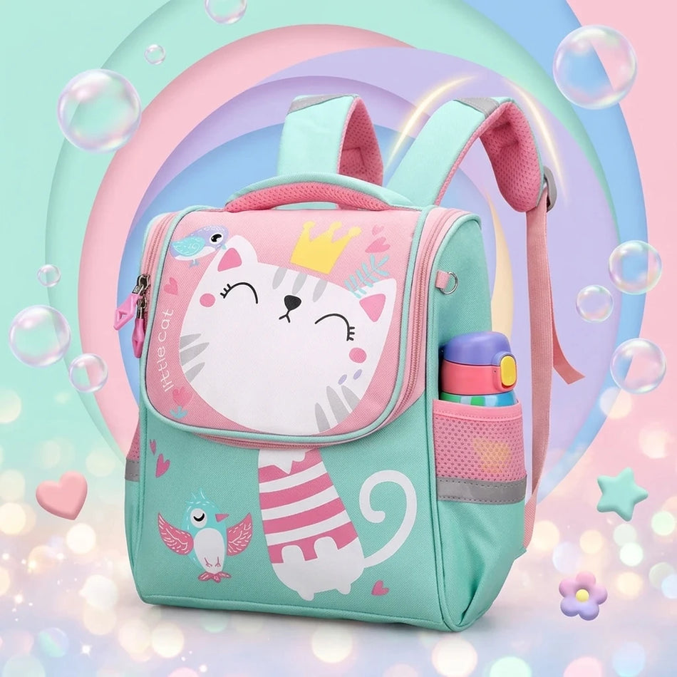 Cartoon Cat Schulranzen für Kinder Wasserdicht, Langlebig und Bequem