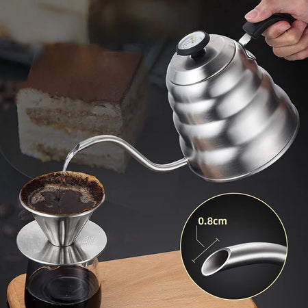 Premium Stainless Steel Pour Over Coffee Pot with Thermometer