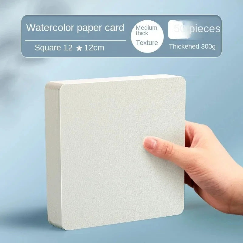 Watercolor Paper Cards for Painting - Portable Blank Postcard with Professional Watercolor Paper 50Pcs Square 12cm / CN