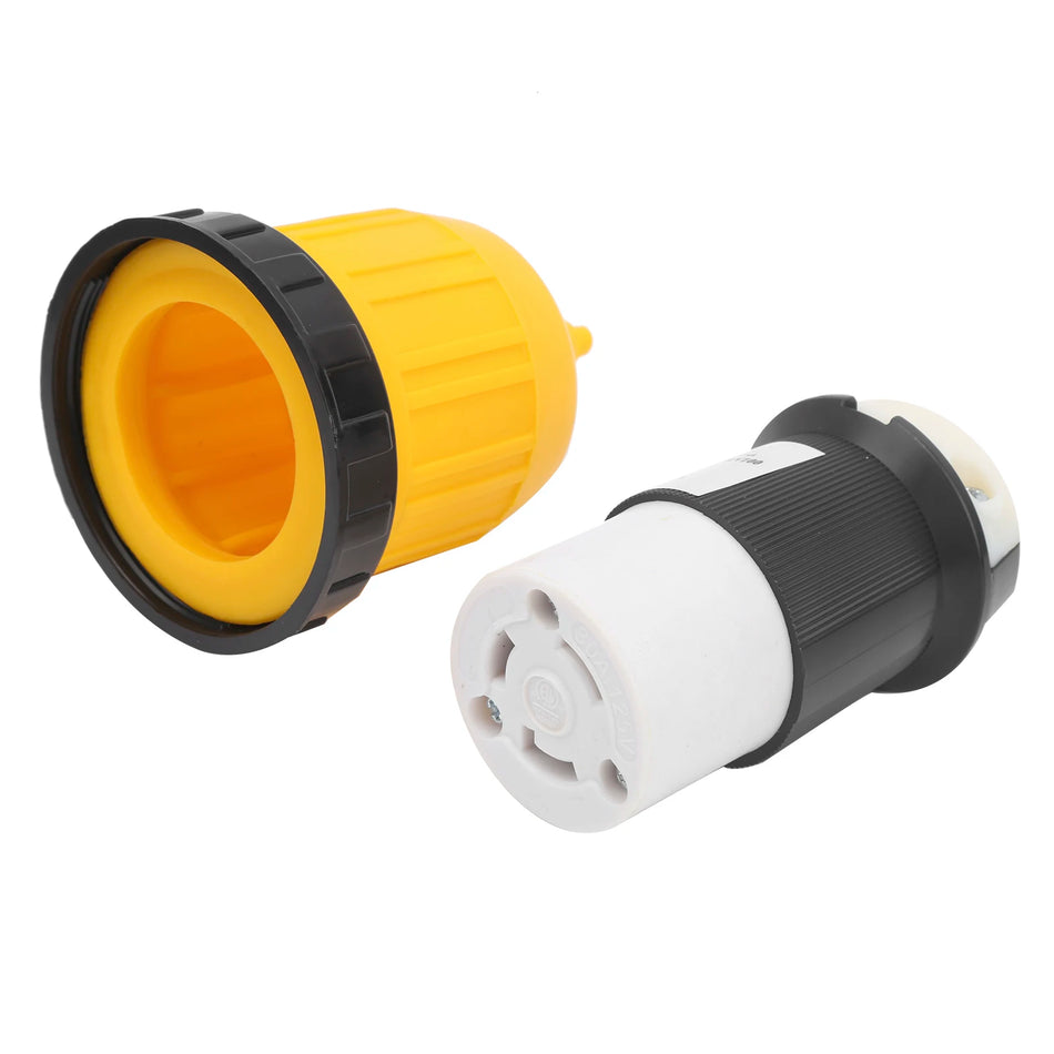 RV Cord Connector Locking Plug with Waterproof Cover Ring, 30A Power Socket