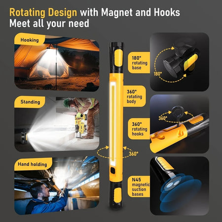 Super Bright Magnetic Work Light &ndash; Built-In 5200mAh Rechargeable Battery