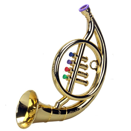 Children's Educational Toy Trumpet, Clarinet &amp; Saxophone Simulation Instruments for Early Learning Round horn - Gold