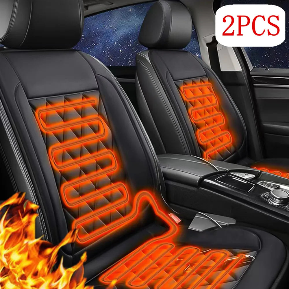 2PCS 12V Heated Car Seat Covers with Rapid Heating &amp; Temperature Control