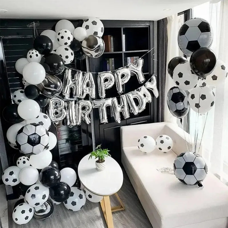 Black Football Balloons for Boys - Sports Birthday Party Decorations
