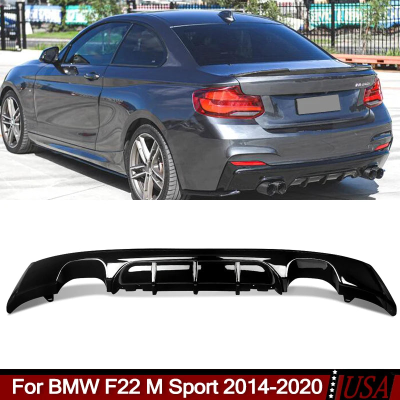 BMW 2 serija F22/F23 M Sport galinis difuzorius, blizgus juodas apdailos