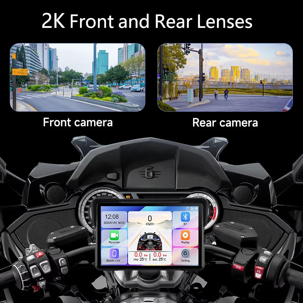 JIUYIN 7 Inch Motorcycle Multimedia Player &ndash; 2K HD Waterproof GPS Navigation
