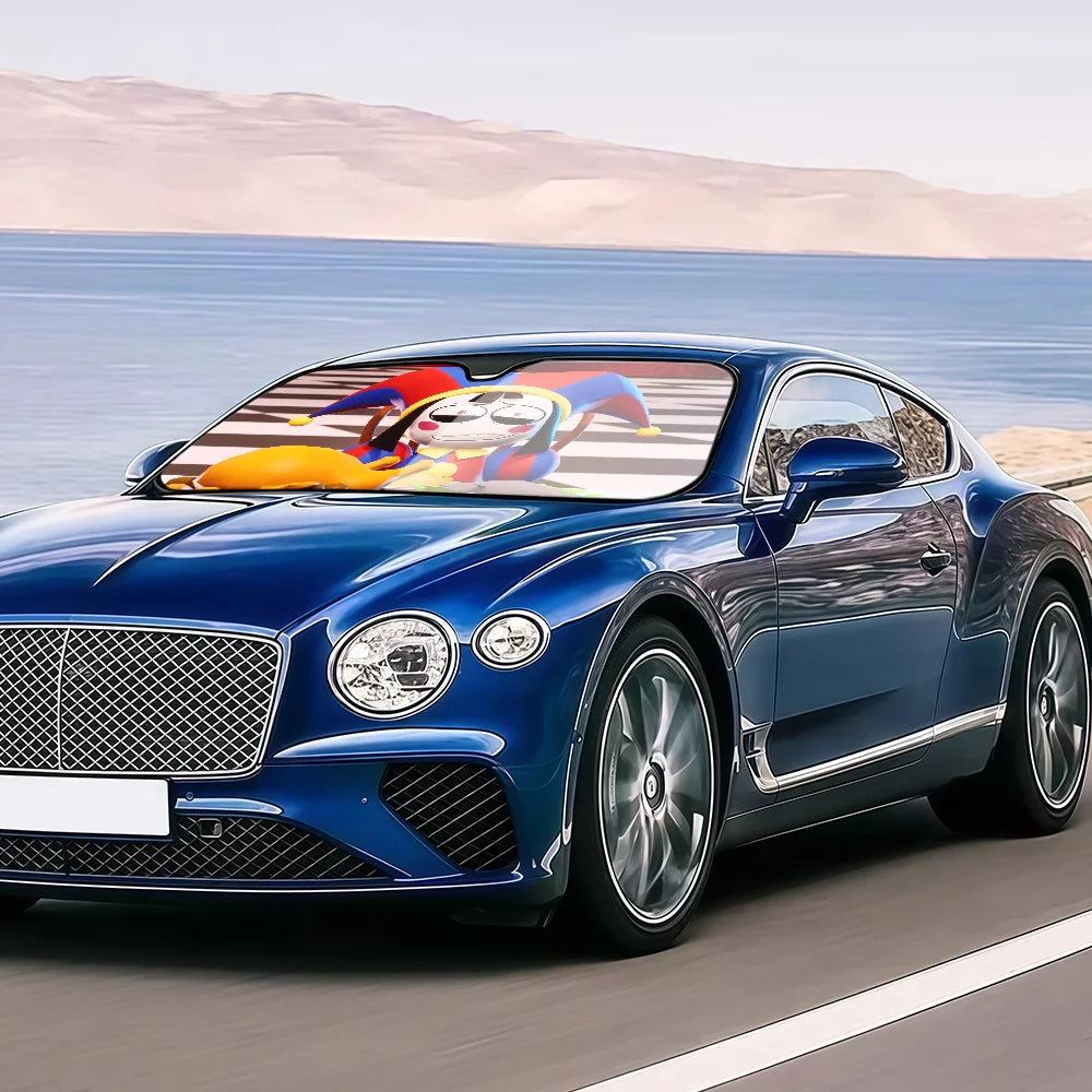 Funny D-Digital-Circus Colourful Car SunShade - UV Protection Windshield Cover