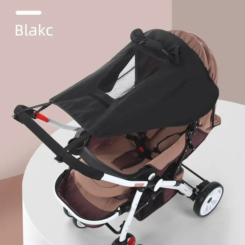 Universal Baby Stroller Sun Shade &ndash; Ultimate UV Protection for Infants Black with viewing