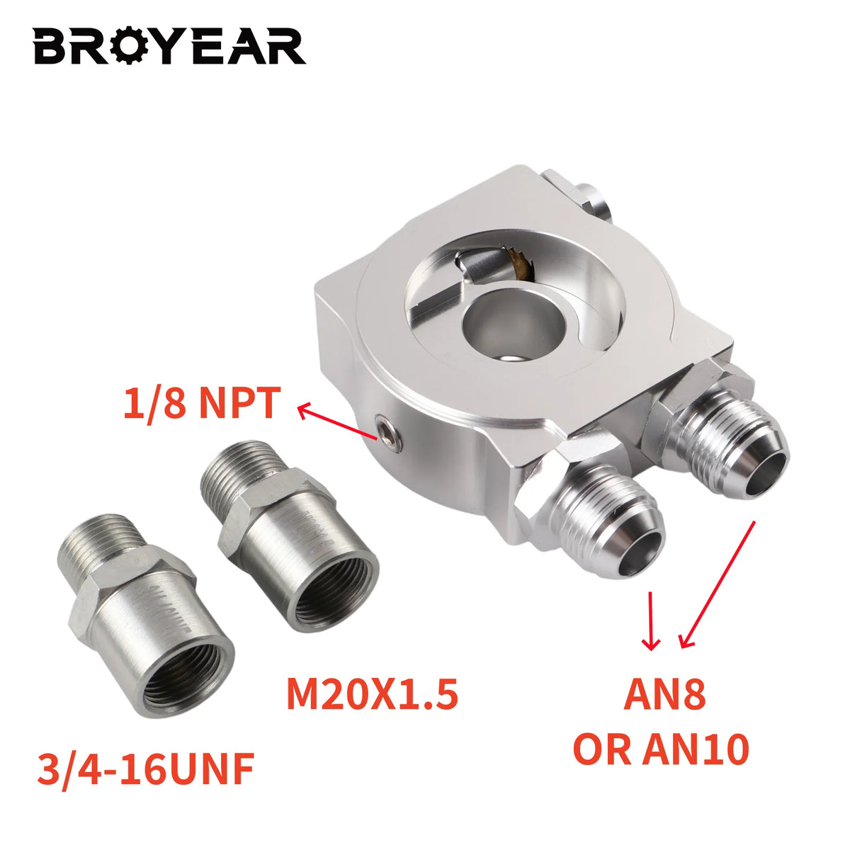 Oil Cooler Sandwich Plate AN8 AN10 Aluminum Filter Thermostat Sender Adapter by InterCyprus Trading Ltd
