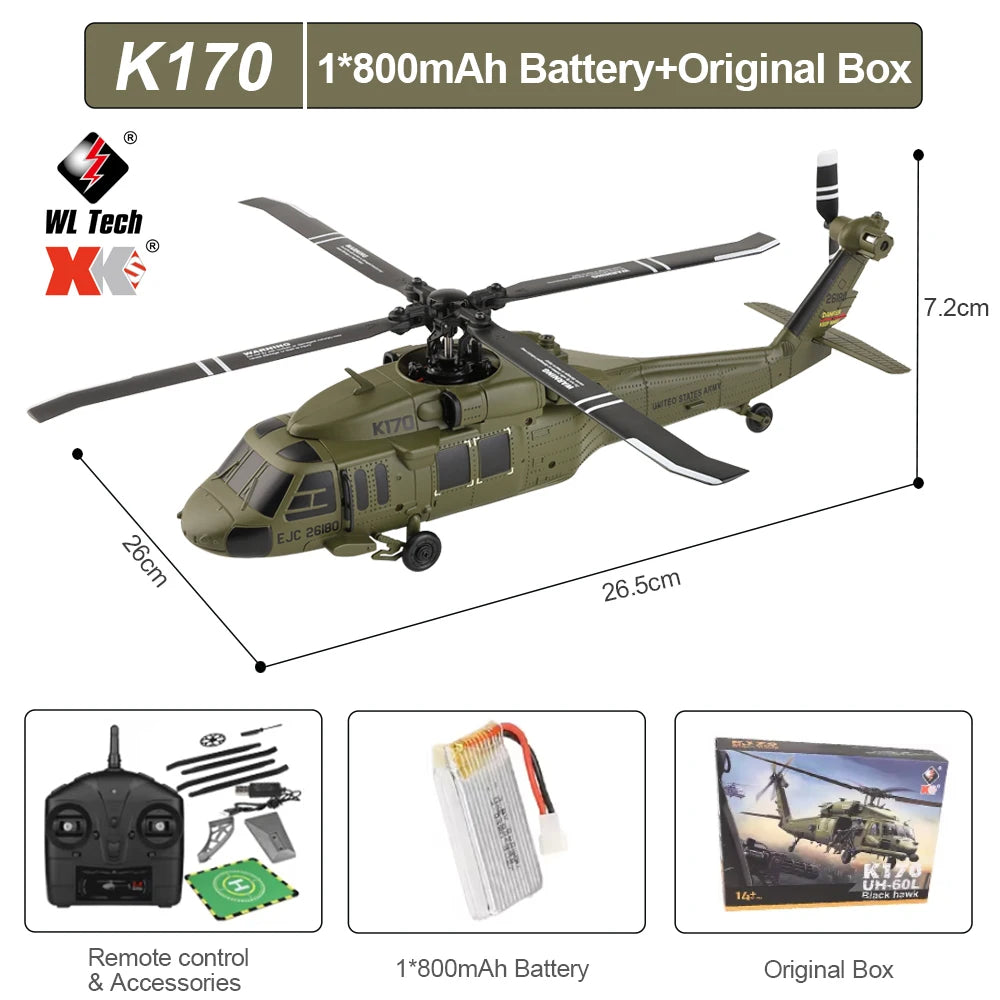 WLtoys K170 RC Helicopter &ndash; Gyro Stabilized LED Lights green