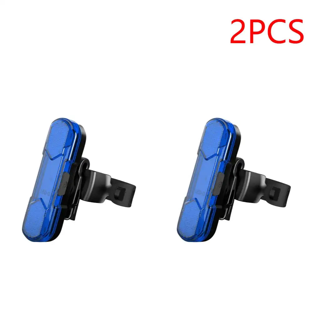 Waterproof LED Bike Tail Light Rechargeable Bicycle Rear 2PCS Blue