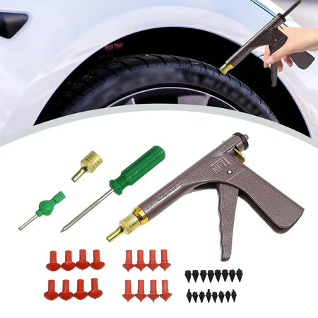 Tubeless Tire Repair Kit With Plugs &ndash; Portable Vacuum Gun