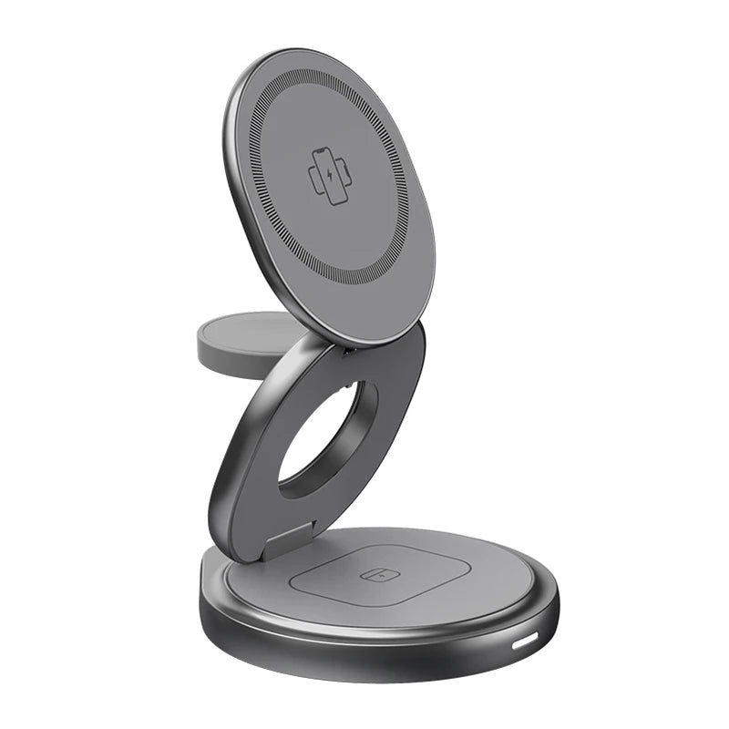 CrownQu 3 In 1 Magnetic Wireless Charger &ndash; Fast Charging With 360 Degree Rotation