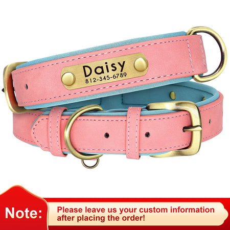 Personalised Leather ID Collar with Free Engraving for Dogs