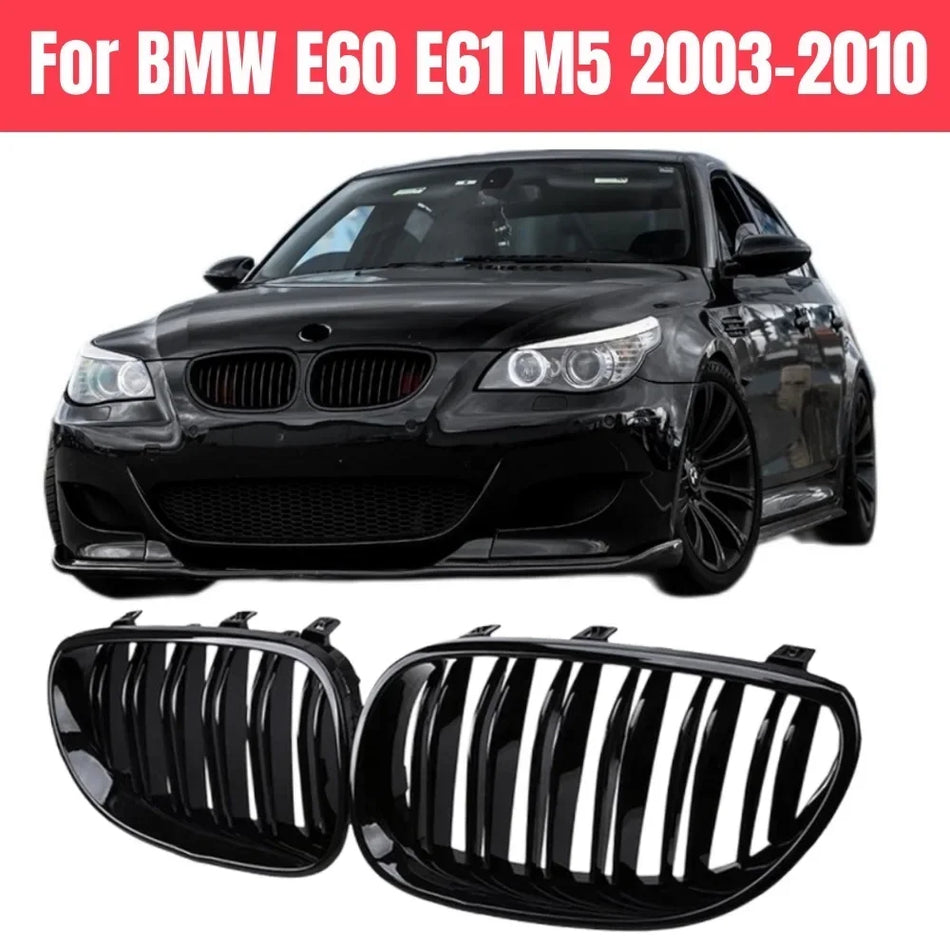 Grille przednie do BMW E60 E61, nerki, czarny połysk, bezpośrednia wymiana, grille sportowe