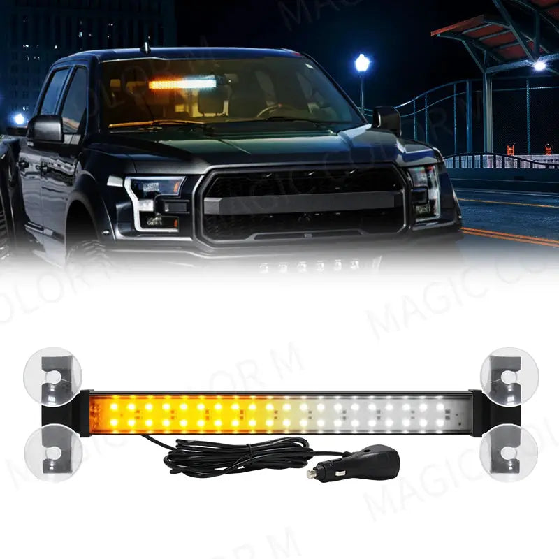 40 LED Strobe Light Front Flash Warning Lamp Auto Windshield Bar Traffic Advisor Flashlight Yellow White Car Accessories 12V-24V by InterCyprus Trading Ltd