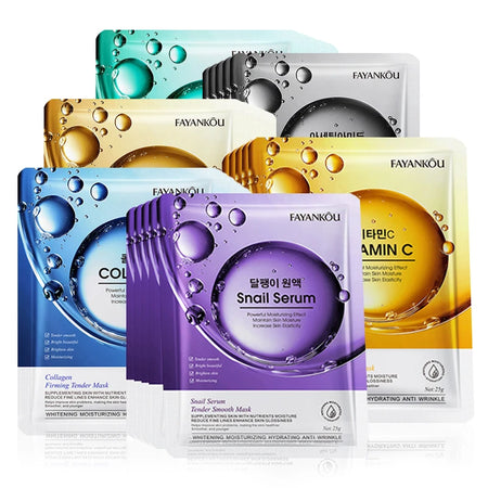 Vitamin C Niacinamide Retinol Face Mask Set - 10 Hydrating Korean Masks