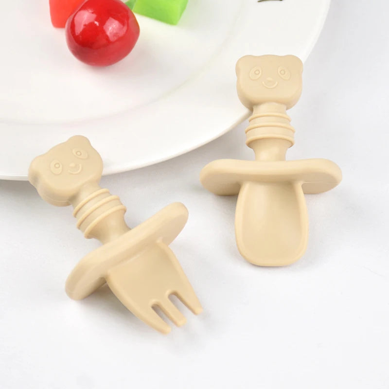 BPA Free Silicone Baby Fork and Spoon Set for Safe Learning Feeding A / CHINA