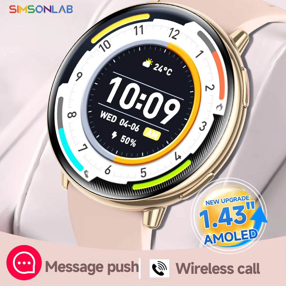 GPS Smartwatch 1.43 Inch AMOLED, Compatible with Huawei, Waterproof Bluetooth